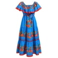 thumbnail image 3 of IBTOM CASTLE Women's Mexican Dress Floral Print Smocked Traditional Wear Off Shoulder Beach Holiday Party Long Maxi Dresses XL Blue, 3 of 8