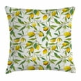 thumbnail image 1 of Nature Throw Pillow Cushion Cover, Flowering Lemon Woody Plant Romance Habitat Citrus Fresh Background, Decorative Square Accent Pillow Case, 20 X 20 Inches, Fern Green Yellow White, by Ambesonne, 1 of 2