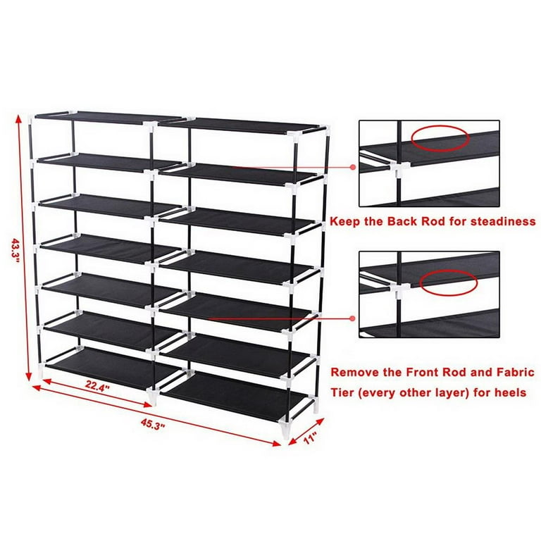 6-Tier Shoe Rack 36-Pair Portable Shoe Storage Cabinet Organizer with  Fabric Cover Gray (US Warehouse）