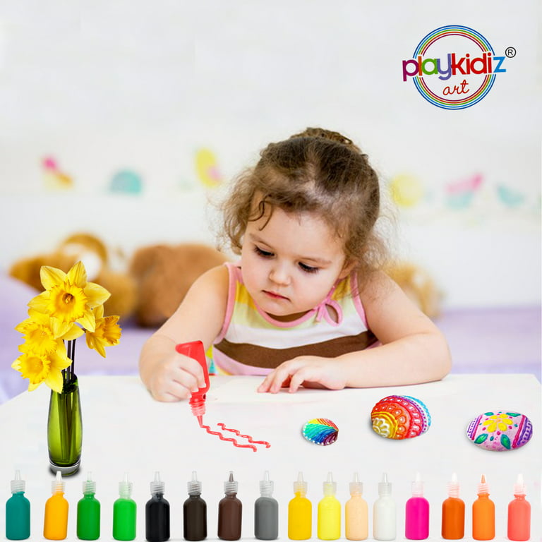 Playkidiz 3-D Art Puff Paint For Kids, 12 Pack Color Pack Squeeze