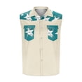 thumbnail image 3 of Camisas de Cuello para Hombres, Moda Casual Día de la Independencia Imprimir Turndown Bolsillos sin Mangas Tanque Deportivo, 3 of 5