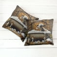 thumbnail image 6 of Ambesonne Rustic Throw Pillow Cover 2 Pack, Cow in Bubbly Bathtub Barn, 24", Caramel Yellow and Brown, 6 of 7