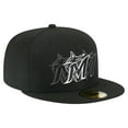 thumbnail image 3 of Men's New Era Black Miami Marlins Tri-Hit 59FIFTY Fitted Hat, 3 of 5