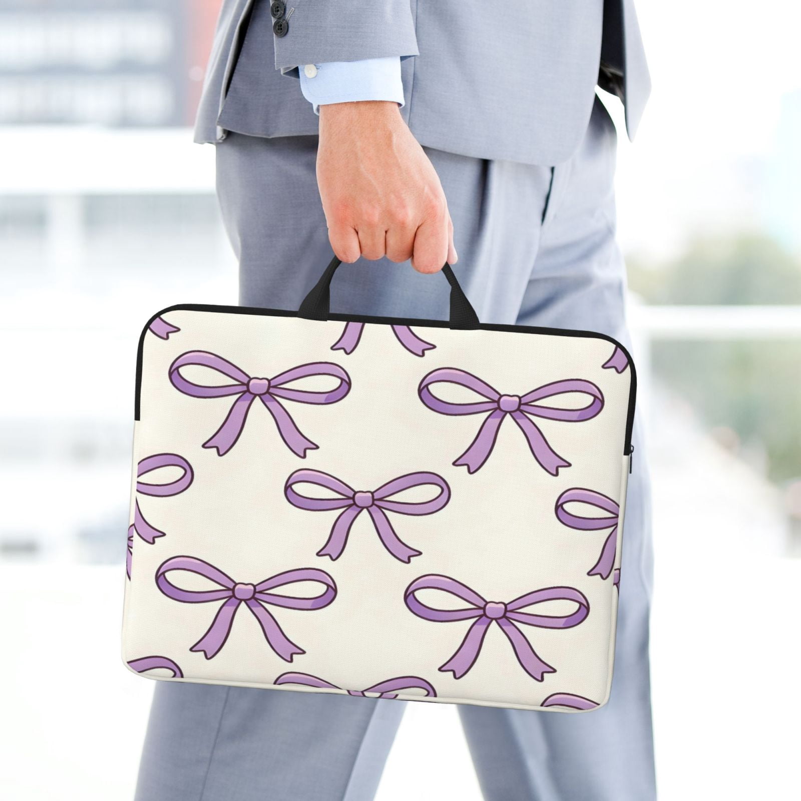 Laptop Sleeve Bag For Women Men 14inch Waterproof Durable Protective Computer Carrying Cover Handle Laptop Case Bag Purple Bows