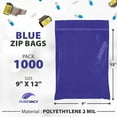 thumbnail image 2 of Blue Polyethylene Zip Bags, 2 Mil Color-Coded Reclosable, 1000 Count, 9 x 12 in, 2 of 7