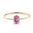 thumbnail image 2 of Gem Stone King 10K Yellow Gold Pink Oval Moissanite Women Solitaire Ring (0.46 Cttw), 2 of 6