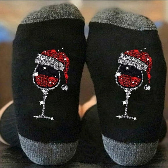 Calcetines navideños de algodón para invierno para hombre y mujer, calcetines de copa de vino tinto, calcetines de tubo medio, calcetines transpirables de colores a la moda, calcetines para mujer.