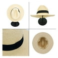 thumbnail image 4 of Womens Mens Wide Brim Straw Panama Hat Fedora Summer Beach Sun Hat Straw Hat for Women, 4 of 4
