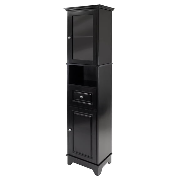 Winsome Wood Alps Tall Cabinet with Glass Door, Black Finish