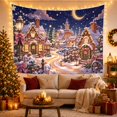thumbnail image 3 of Snowy Christmas Village Under a Crescent Moon, Cozy Vintage Style for Festive Decor Lovers, Festive Wall Art, Christmas Gift, Tapestry Wall Hanging for Living Room and Entryway, 3 of 7