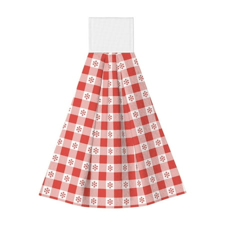 

Gaeub Checkered Christmas With Snowflakes Print Hand Towels with Hook Hanging Tie Towels Coral Velvet Dishtowels for Bathroom Restroom Home Decor