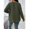 thumbnail image 3 of Women'S Plus Size Casual Knitted V-Neck Long Sleeve Sweater  Green XL, 3 of 8