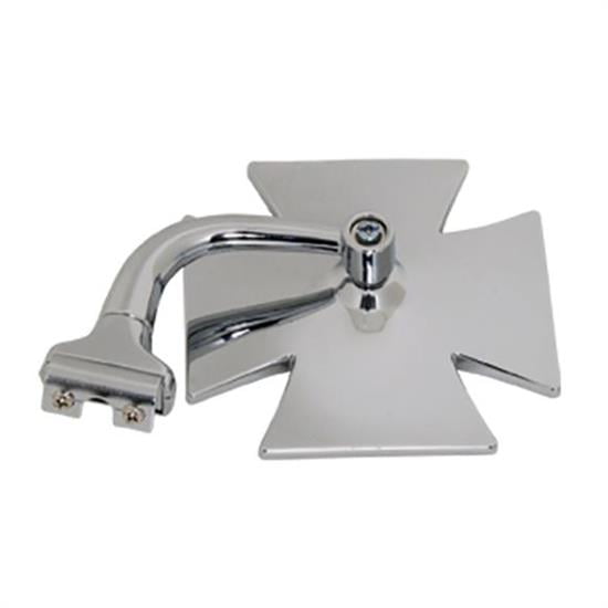 Speedway Motors Iron Cross Clamp-On Side Rear View Door Peep Mirror with 4 Inch Arm, Chrome Die Cast Arm and Stainless Steel Head, Fits Left or Right Side