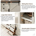 thumbnail image 5 of OKD 60" Farmhouse TV Stands 4 Drawers Dresser Modern Wood Rustic Chest Organizer with Sliding Barn Doors for Bedroom Living Room, Antique White, 5 of 6