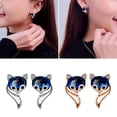 thumbnail image 2 of Visland Boucles d'Oreilles en Forme de Renard Dessin Animé Strass Bijoux pour Femmes Cadeau, 2 of 8
