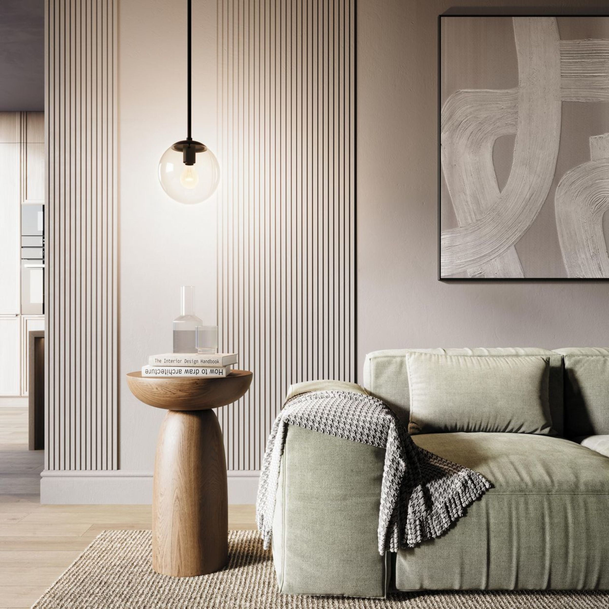 Avec Merrit Collection Modern Matte Black Pendant Light with Clear Glass Globe