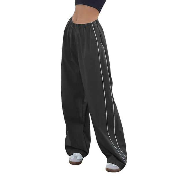Pantalones para mujer Baggy Cargo Pantalones Niñas adolescentes Joggers de pierna ancha Pantalones con bolsillos para Streetwear Nituyy Varios colores, pantalón casual sólido para mujer