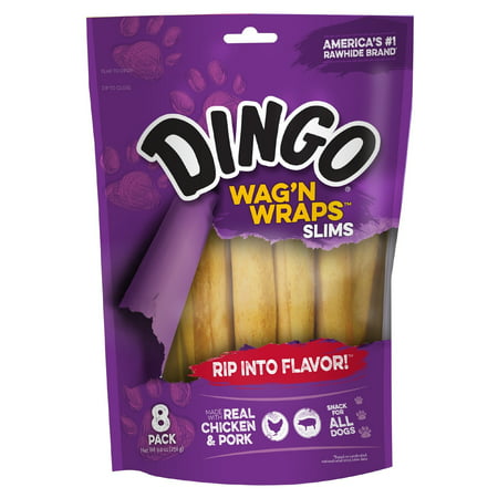 Dingo Wag'n Wraps Slims Chicken and Pork Chew for Dogs, (Best Wood For Smoking Chicken And Pork)