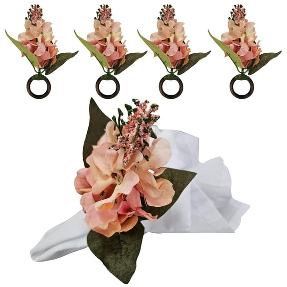 Maison Charlo | Set of 4 Salmon - Lion's Mouth Napkin Rings | Perfect for Easter, Mother's Day, Valentine's Day, Weddings, Banquets, Birthdays