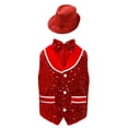 thumbnail image 1 of Loodgao Gilet de Danse Moderne Hip Hop à Sequins pour Enfants Garçons Filles Veste de Fête et Chapeau Rouge 6, 1 of 4