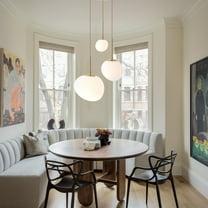 KPIBEST Midcentury 3 Light Irregular Pendant, Gold Cluster Pendant Adjustable Globe Chandelier with White Glass Shade Modern Pendant Lights for Kitchen Island Dining Living Room