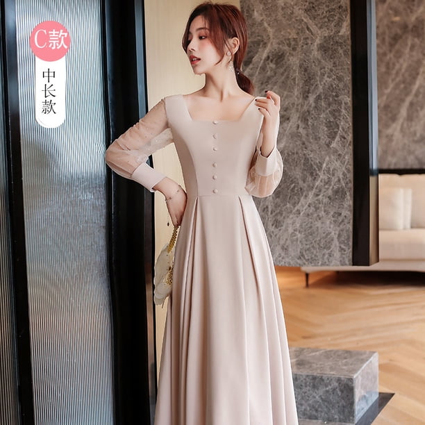Ropa de dama de honor de boda, vestido de dama de honor de grupo de Hermanas Simple y atmosférico, temperamento femenino, vestidos de noche delgados