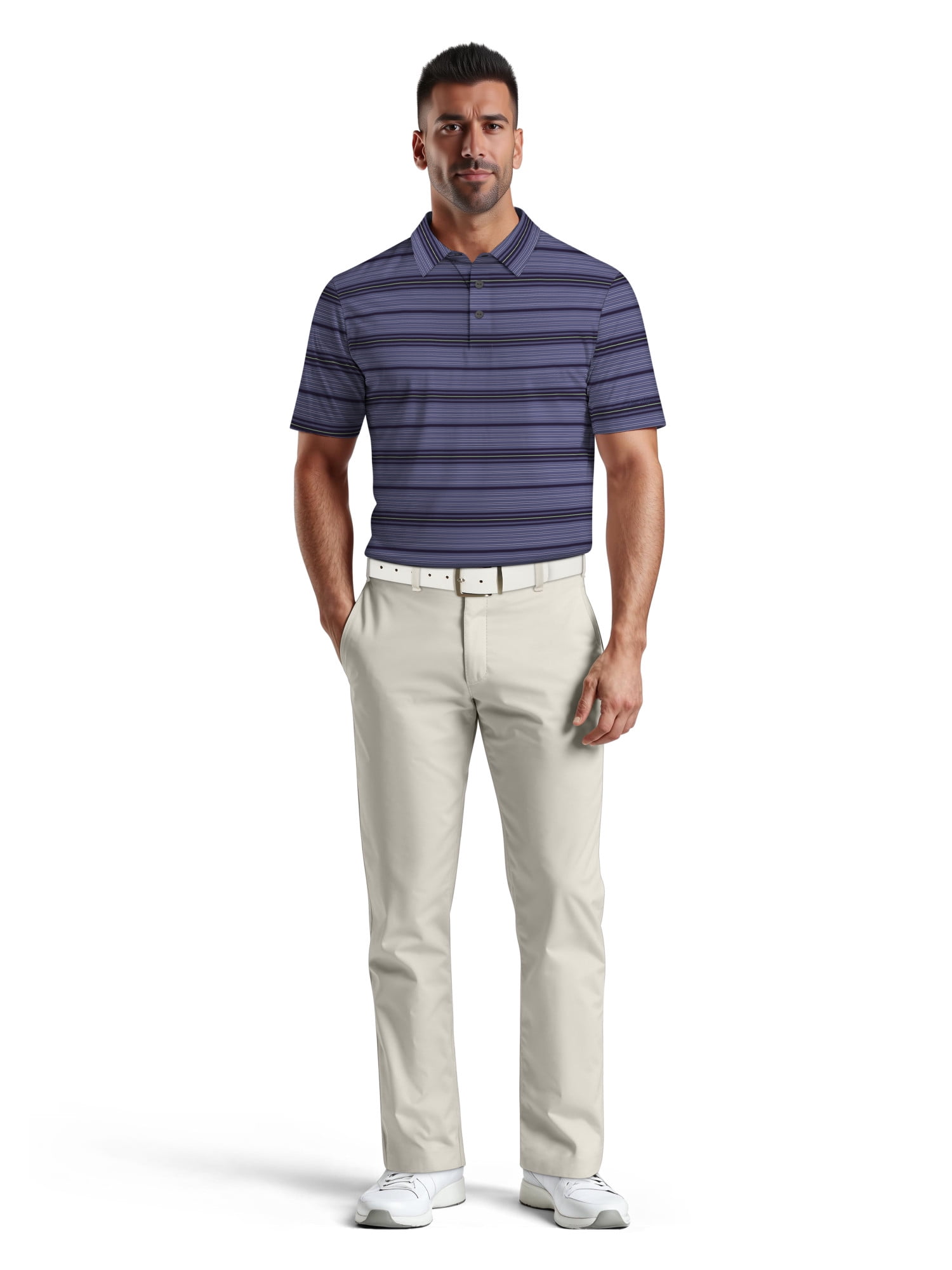 Ben Hogan Men's & Big Men's Performance Texture Stripe Short Sleeve Golf Polo Shirt, Sizes S-5XL