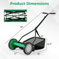 thumbnail image 3 of Gymax 14'' Manual Reel Mower w/ 5-Blade 6.6 Gallon Removable Grass Catcher for Garden Green, 3 of 10