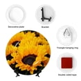 thumbnail image 4 of Daiia Flower Bush Sunflower Printed Pattern Ceramic Plate Dinner Plates Bone China Decorative Plates with Display Stand Art Ceramic Ornaments for Wall Hanging Decoration-6in, 4 of 6