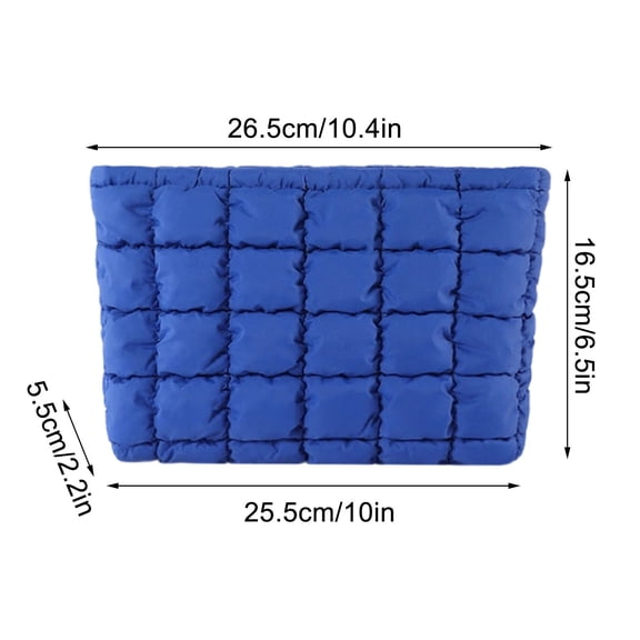 Soft Checkered Quilted Puffy Makeup Bag for Women, Aesthetic Puffer Cosmetic Bag Pouch for Purse Fashionable and Versatile Casual and Stylish Small Bag