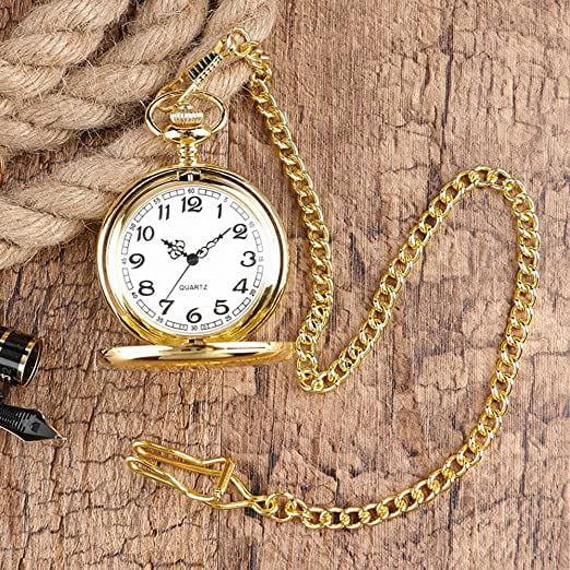 Mafnio Vintage Quartz Pocket Watch With Short Chain For Men Women Father s Day White