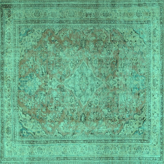 Ahgly Company Indoor Square Persian Turquoise Blue Traditional Area Rugs, 6' Square