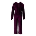 thumbnail image 5 of Gaexia Velvet Tracksuit For Girls Cozy Fall Winter Outfit With Hooded Sweatshirt And Jogger Pants Casual Two Piece Athletic Wear,Purple,9-10 Years, 5 of 6