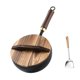 thumbnail image 2 of Utensilios de cocina de sartén de hierro wok antiadherente tradicional con tapa fácil de limpiar 26 cm martillado para gas eléctrico de inducción, 2 of 8