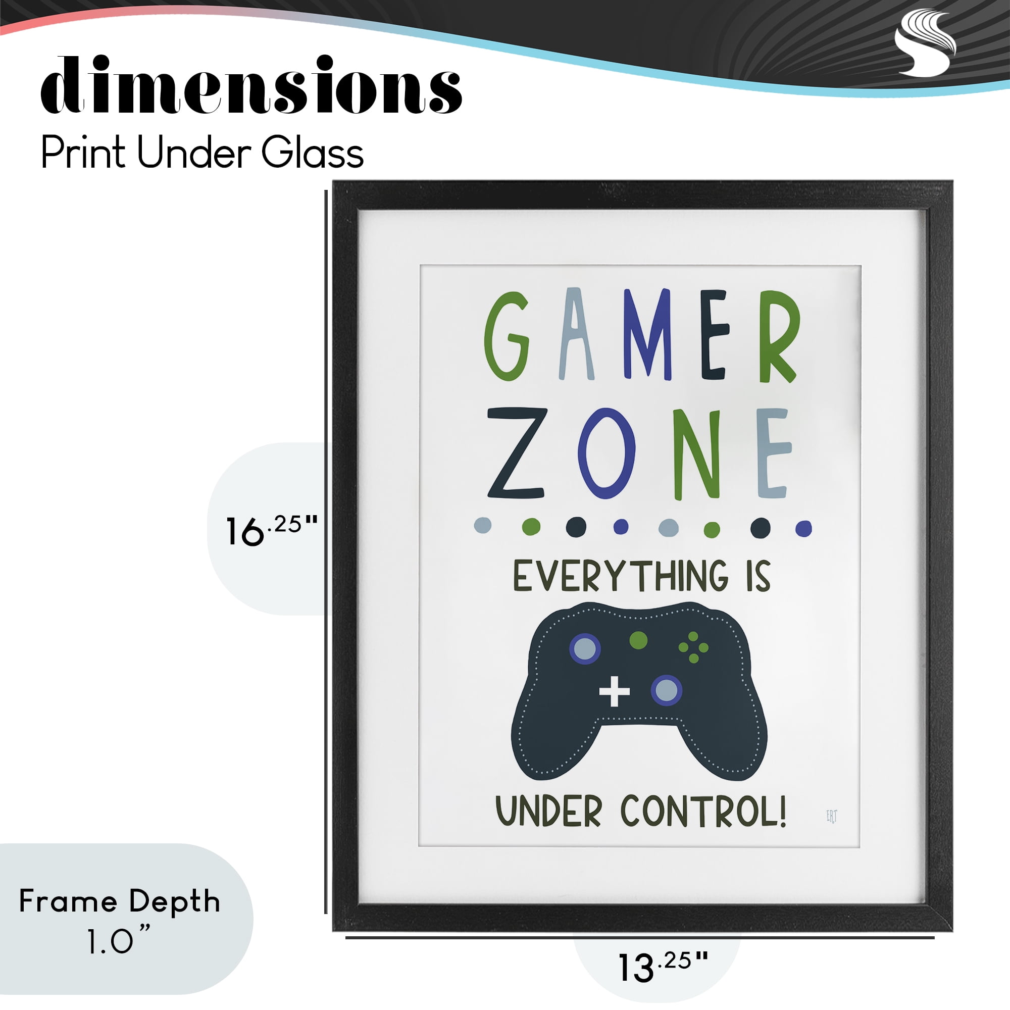 Stupell Industries Everything Under Control Gamer Zone Black Framed Print Under Glass, design by Elizabeth Tyndall
