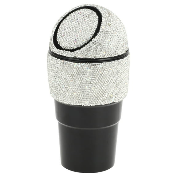 Unique Bargains Car Trash Can Portable Front Seats Trash Bin White 1 Pc 3.9" Length 2.8" Width 8.3" Height ABS Rhinestones