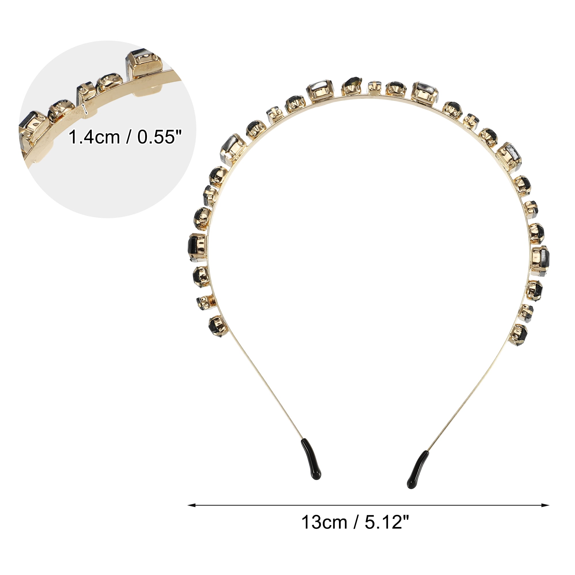 Unique Bargains Fashion Rhinestone Thin Head Bands Black