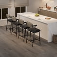 thumbnail image 2 of Juego de 2 Bancos para Barra con Respaldo de Madera - Asiento Tapizado en Cuero Sintético Gris, Estructura de Metal Reforzada y Reposapiés Ergonómico - Altura de Mostrador 66 cm, 2 of 8