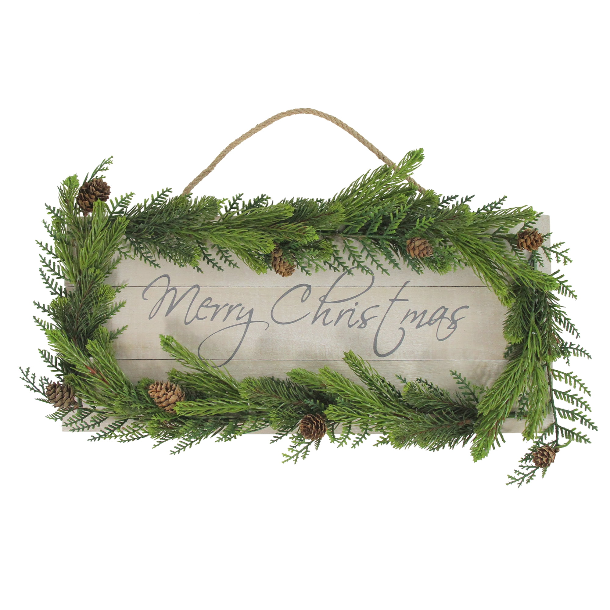 17 5 Pine Wood With Winter Foliage Merry Christmas Sign Walmart