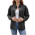 thumbnail image 3 of Sentmoon Mode pour Femmes Automne Mode Automne et Hiver Chemise-Veste en Denim Délavée Ample Décontractée à Revers avec Boutons à l'Ourlet Fendue pour Cadeaux des Fêtes Gris m, 3 of 7