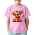 thumbnail image 1 of NINGMENG Hauts et T-Shirts pour Filles Enfants Imprimé Vache Dessin Animé Col Rond Manches Courtes Sport Décontracté Confortable Hauts Chandail T-Shirts Mode Urbaine, Rose, 7-8 Ans, 1 of 4