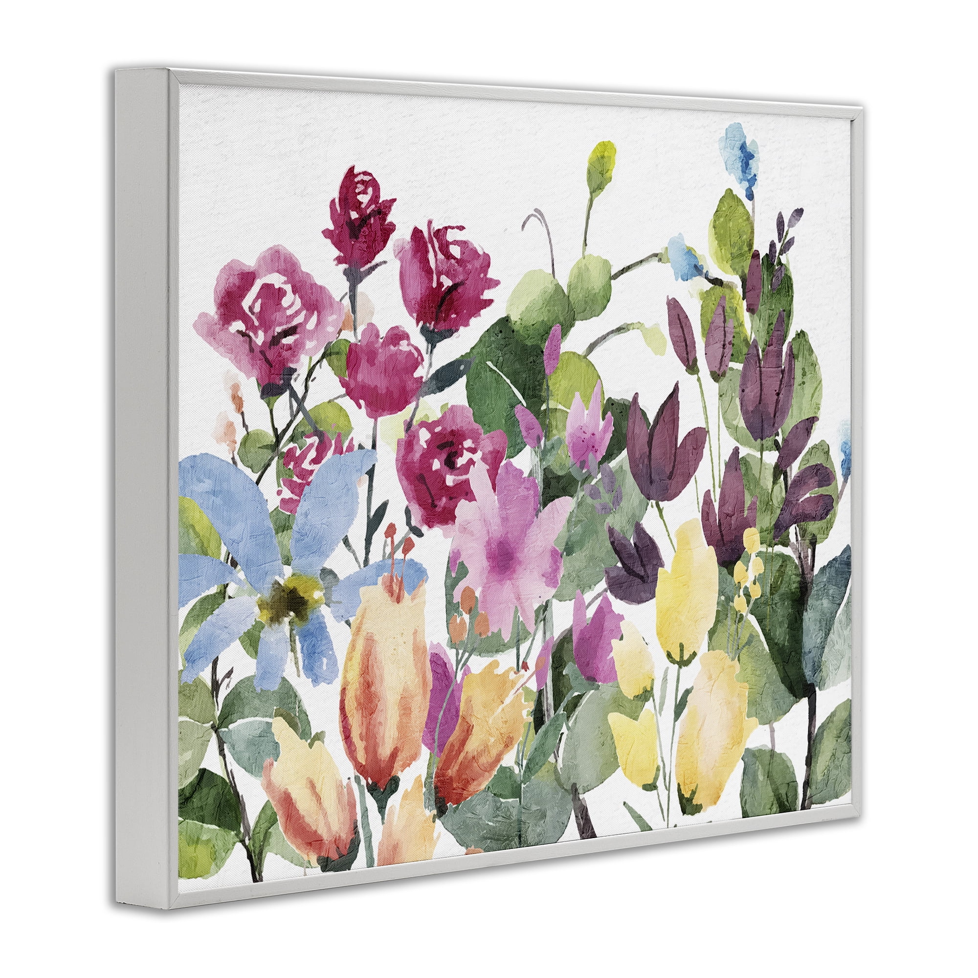 Stupell Industries Floral Blooming Colors Botanical & Floral Painting White Framed Art Print Wall Art, 14 x 11