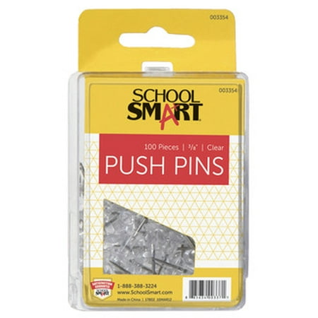 Outdoor Bulletin Board Plans School Smart Push Pin for Bulletin Boards, 3/8 in L, 1/2 in Head, Plastic Head/Steel Point, Clear, Pack of 100 ()