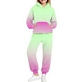thumbnail image 6 of XUNKUSGA Girls 2 Piece Outfits 4-15 Years Fashion Sweatsuits Sets Drop Shoulder Athletic Hooded Sweatshirts and Sweatpants with Pockets Comfy Warm Girls' Clothing Sets Green, 6 of 6