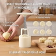 thumbnail image 2 of Lttoisl 4PCS Mooncake Molds Set, Hand-Press Cookie Stamp Pastry Tools, DIY Mid-Autumn Festival Dessert Maker with 8 Patterns, Food-Grade ABS Plastic Baking Kit, Rose Rabbit Design, 50g Capacity, 2 of 8