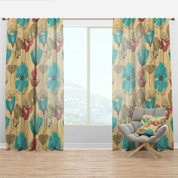 Designart 'Blossom Pink XXVII' Floral Curtain Panel