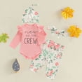 thumbnail image 2 of CAUYDY 0 3 6 Months Cute Baby Girl Clothes Long Sleeve Floral Romper Set 4Pcs Newborn Infant Picture Outfit Girls Fall Winter Preemie Layette Set (Sizes 0-3 Months,Pink), 2 of 7