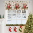 thumbnail image 5 of Christmas Valance for Kitchen Windows, Winter Pine Branches Xmas Candy Rod Pocket Valances Short Curtains, Cappuccino Retro Linen Curtain Valance for Bedroom Bathroom 1 Panel 54x18in, 5 of 7