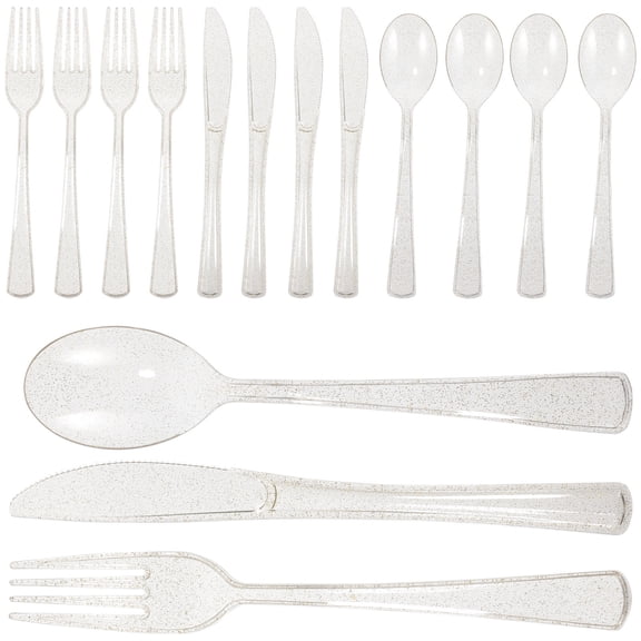 Niceauty Disposable Plastic Tableware Set Assorted Colors for Party Use 1Set