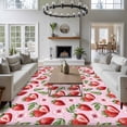 thumbnail image 3 of 5'x8' Area Rugs, Red Strawberry Indoor Outdoor Area Rug for Living Room Bedroom, Summer Fruit Green Leaf Pink Watercolor Washable Bathroom Rugs Kitchen Floor Carpet Mats Home Decor Aesthetic, 3 of 8